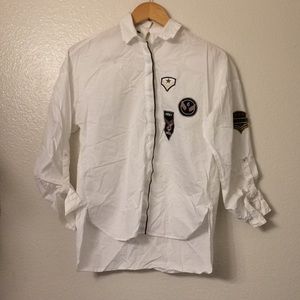 Zara basic collection xs l/s white patches shirt